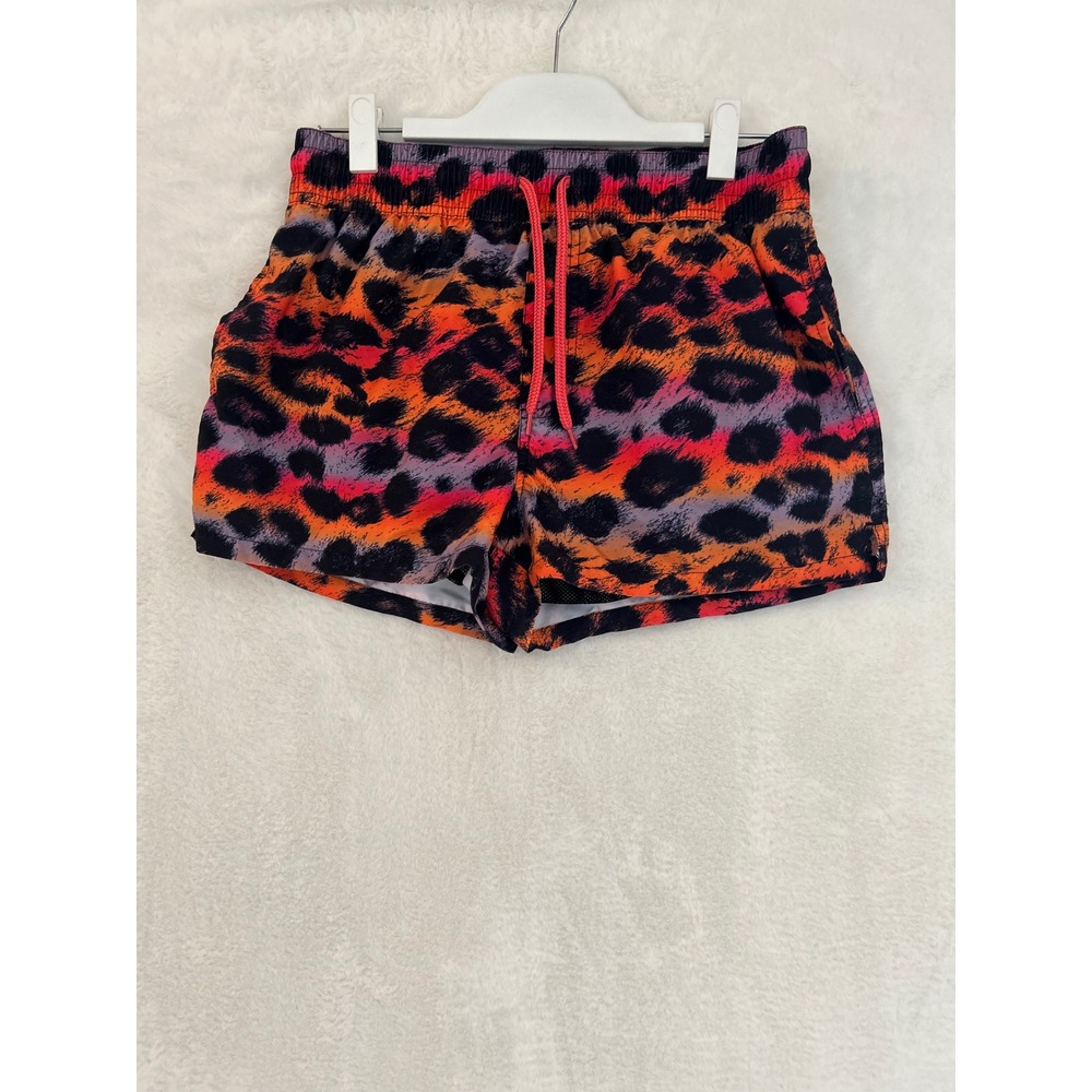 ASOS Mens Swim Shorts Neon Leopard Animal Print Orange Pink Purple Size M